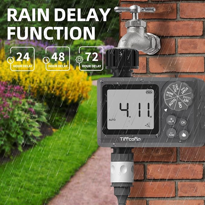 New Programmable Water Volume Control Sprinkler Timer, Water Duration Control Hose Timer with Water Meter, Auto and Manual Watering for Irrigation, Garden and Drip System (2 Packs)