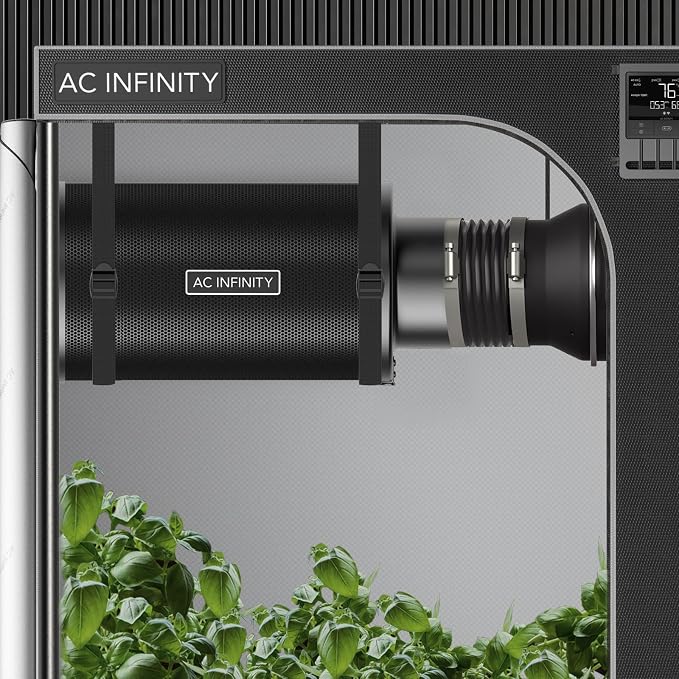 AC Infinity Refillable Carbon Filter Kit 4” with Additional Refill. | Odor Removal Air Scrubber For 4" Inline Fan and Ducting, Reusable Charcoal Filter for Grow Tent Grow Room Hydroponics