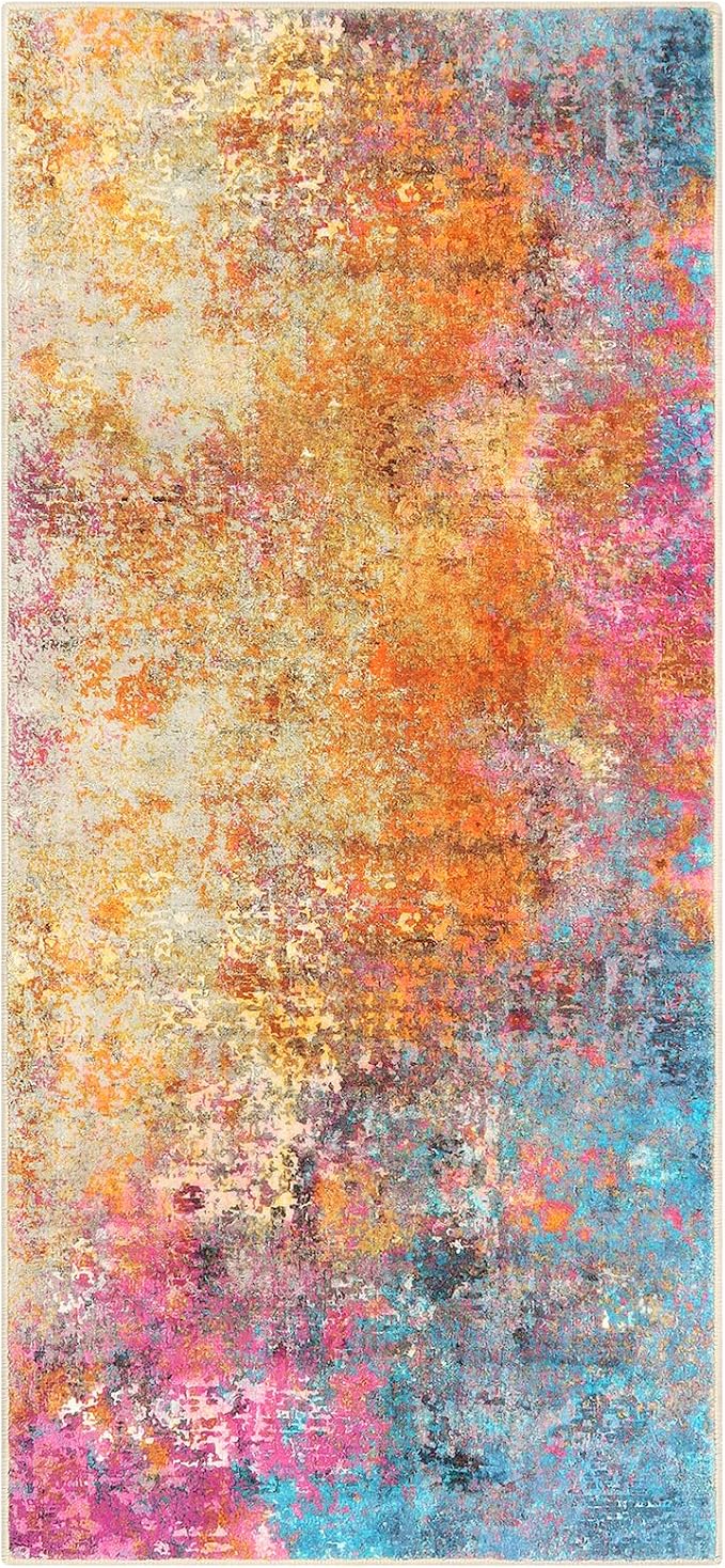 Lahome Kitchen Rugs, 2x4 Washable Rug with Soft Low-Pile for Entryway and Hallyway, Non-Slip&Small Carpet for Bathroom, Easy Clean Door-Friendly Mat, Kid&Pet Friendly Modern Decor 2x4 Galaxy