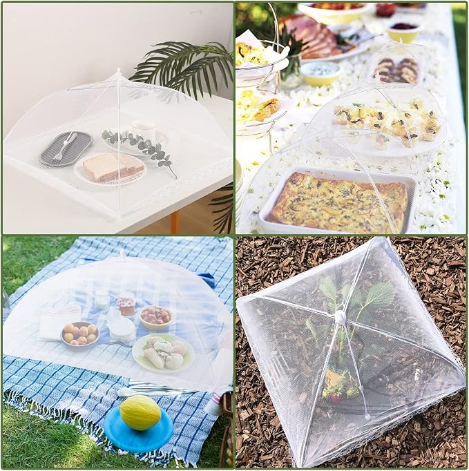 ZMCINER 5 Pack Food Tents Food Covers for Outdoors Mesh Screen Include 1 Extra Large (40"X 24") & 4 Standard (17"X 17") Collapsible and Reusable Mesh Food Covers for Outside, Fruit Cover