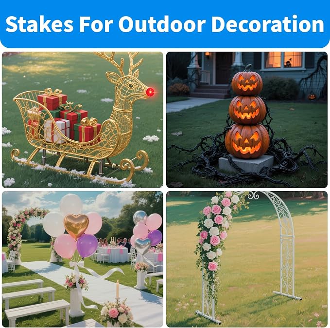 MySit 12 Inch 100 Pack Heavy Duty U Shaped Garden Stakes, 11 Gauge Galvanized Fence Stakes Landscape Staples Metal Yard Stakes for Ground, Drip Hose, Inflatables, Outdoor Decorations