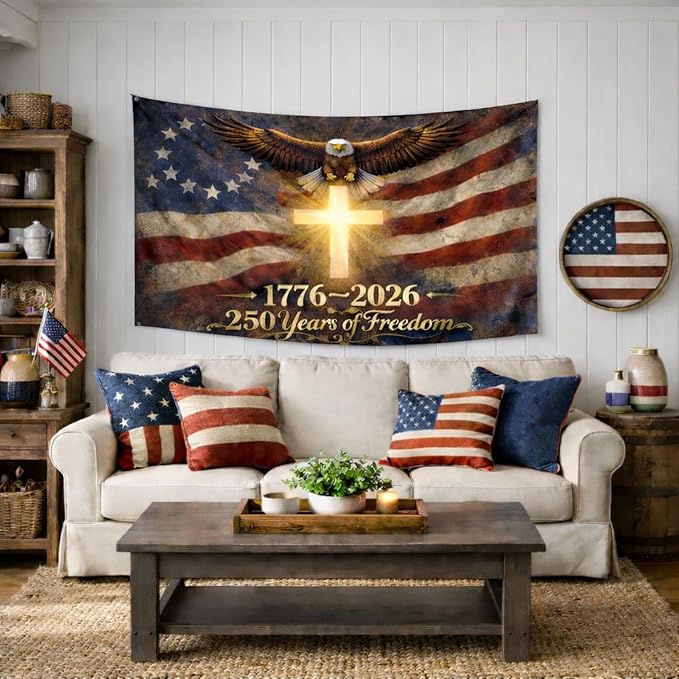 USA 250 Year Anniversary Flag 3x5 Ft – 1776-2026 United States Semiquincentennial Outdoor Banner, 250th America Birthday Celebration Decor (Cross Poly)