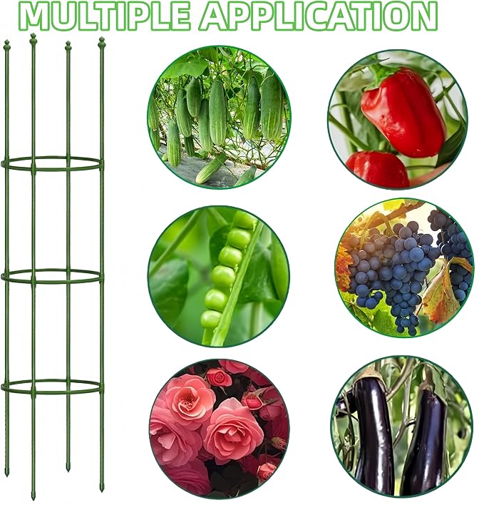 2 Pack Heavy Duty Tomato Cages for Garden, 59 Inch Tall Adjustable Metal Tomato Plant Support for Pots, Round Trellis for Climbing Plants Outdoor, Vegetable, Cucumber, Beans