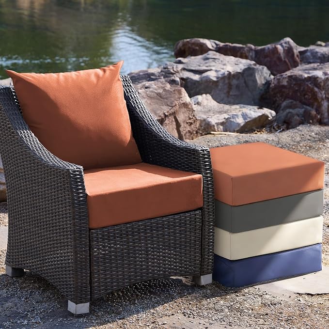Outdoor Cushions for Patio Furniture, Outdoor Seat Cushion Set 24 x 24 x 5.75 in, Waterproof & Fade Resistant Outdoor Chair Cushions, Patio Chair Cushion with Removable Cover, Set of 6, Spice