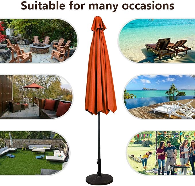 Giantex 10ft Outdoor Patio Umbrella, Market Table Umbrella w/Tilt Adjustment and Crank, 180G Polyester, Garden Canopy for Deck Backyard Pool Indoor Outdoor (Orange)