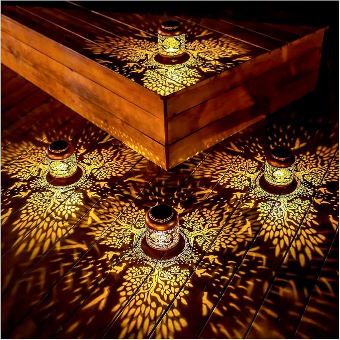 Tree of Life Solar Lanterns Outdoor Waterproof Hanging Solar Lights Tree of Life Gifts for Women/Men Metal Decorative LED Tree of Life Lanterns for Garden Decor,Patio,Lawn,Pathway,Yard