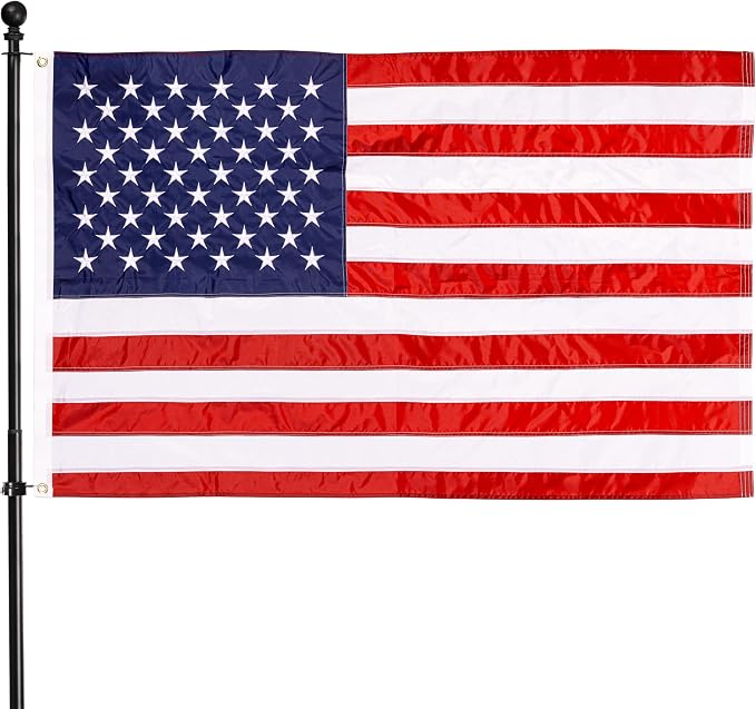 Evergreen Flag American Flag 3'x5' Estate Size with 2 Grommets | Heavy Duty Outdoor Flag | Embroidered Stars and Stripes and Quadruple Stitched Edge | USA Residential or Commercial