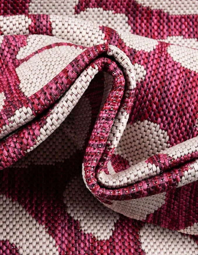 Unique Loom Outdoor Safari Collection Area Rug - Leopard (13' Round, Magenta/ Ivory)