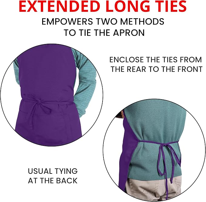Utopia Kitchen 10 Pack Bib Apron Adjustable with 2 Pockets, Water and Oil Resistant, Cooking Kitchen Chef Apron for Women Men