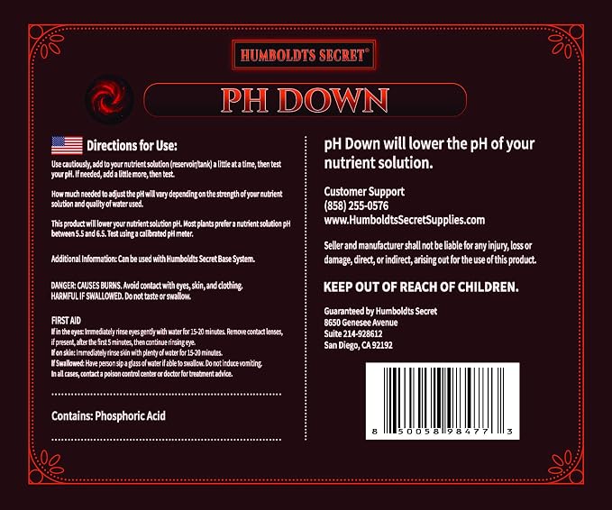 Humboldts Secret pH Up and pH Down Control Kit | Liquid Nutrient Solution Balancer for Plants | for Soil, Hydroponic, Coco, and DWC Systems | Supports Nutrient Absorption and Growth | 1 Gallon