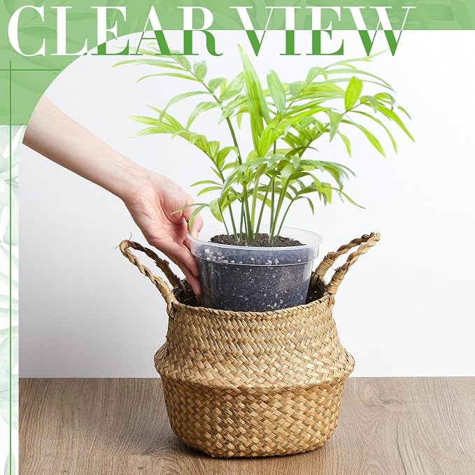 Vesici 12 Pcs 5/7/9 Inch Large Thickened Clear Nursery Pots Variety Pack Plant Pots with Drainage Holes Planters for Indoor Plants Flexible Transparent Plastic Plant Bottle Succulents