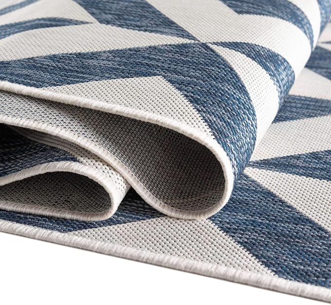 Unique Loom Outdoor Collection Area Rug - Napa (3' 3' x 5' 3' Rectangle, Blue/ Ivory)