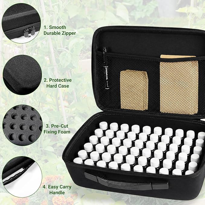 Volitaous 60-Slot Seed Storage Organizer Box with Seed Binder | Seed Containers Storage & Tracking, with 30-Pockets Seeds Binder, For Flower/Vegetable/Plants/Garden Seeds
