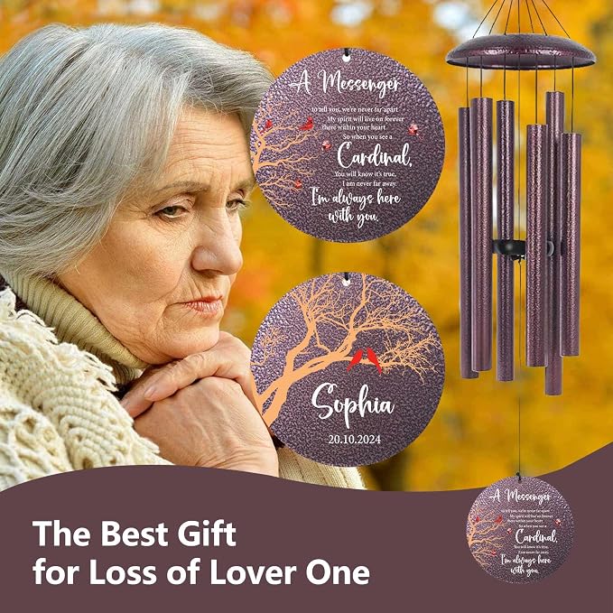 ASTARIN Outside Wind Chimes for Loss of Loved one, Personalized Sympathy Gift for Loss Mother/Father, Windchimes Outdoors Condolences Gift for Women/Men, Garden Decoration, Produced in Texas