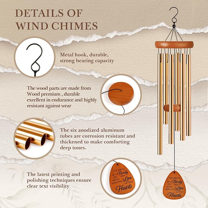 25th Wedding Anniversary Wind Chime, Happy 25th Anniversary Romantic Gifts for Couple, Parents, Wife, Husband, Friends, Sliver Wedding Anniversary's Keepsake Gifts Ideas | Happy 25th Anniversary Romantic Gifts for Couple, Parents, Wife, Husband, Sliver...