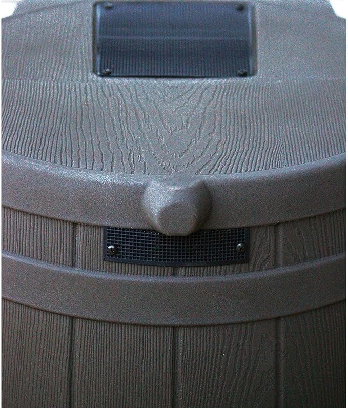 Good Ideas Rain Wizard 50 Gallon Plastic Outdoor Home Rain Barrel Water Storage Collector with Brass Spigot and Flat Back Design, Oak (3 Pack)