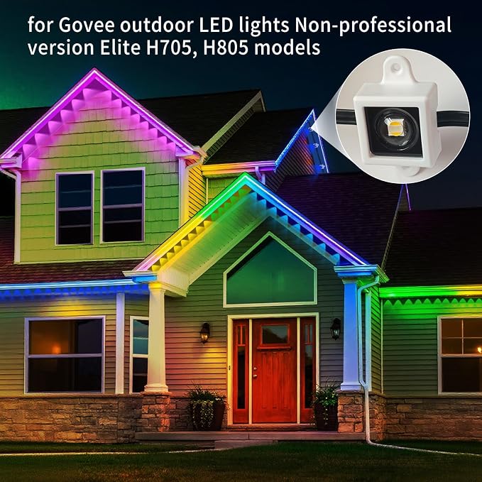 40 Light Clips for Govee Permanent Outdoor Lights Compatible with H705 H805 Non-pro Version Outdoor Light Mounting Bracket Clips & Screws (White)