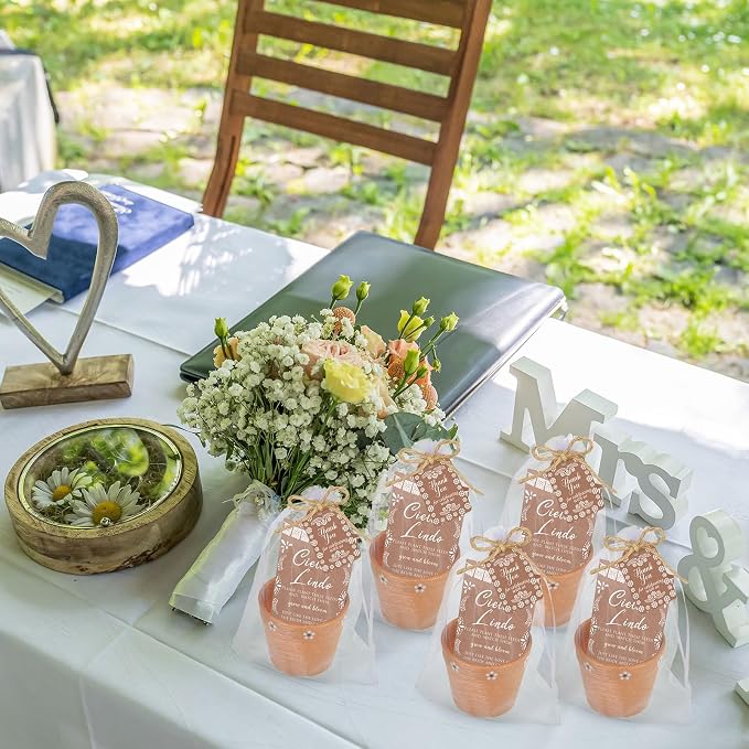 Ctosree 50 Sets Cielito Lindo Wedding Bridal Shower Favors for Guests Include Seed Packets Flowerpot Cards Hemp Ropes Organza Bags Mexican Barro Party Supplies for Wedding Bridal Shower Party Favors