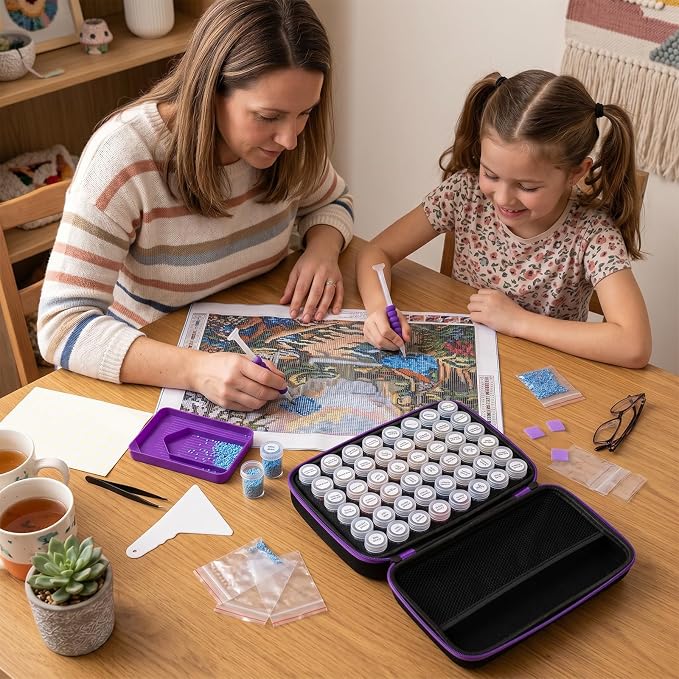 ZORETCO Diamond Art Storage - 120 Containers Diamond Art Kits for Adults | Diamond Painting Storage Case with Tools, Diamond Art Supplies Storage for Diamond Painting Accessories, Bead, Gem, Crafts