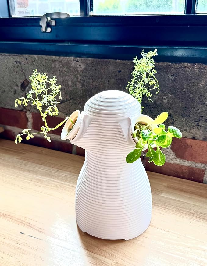 3-Way Module for Hydroploot Indoor Desktop Hydroponics Tower System, with 3 Pods and Diffuser, Expandable to 5 Modules, White