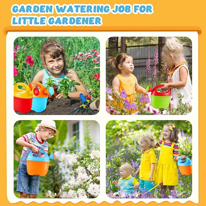 Lenwen 12 Packs Plastic Watering Can for Kids Garden Equipment Toy Watering Pail for Girls and Boys Plant Watering Can Bath Garden Toys Gardening Beach Tools (6 Colors)