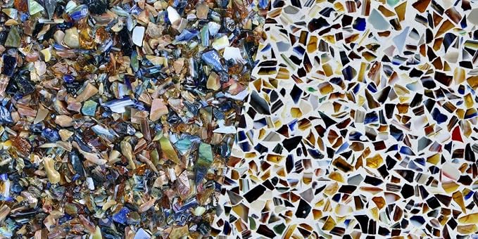 Terrazzo Grade Decorative Aggregate Stones for Countertops, Terrazzo Flooring, Outdoor Gardens, etc. (5, Earth Blend Glass)