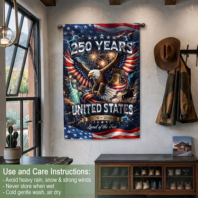 250th Anniversary Patriotic Design, 1776-2026 Commemorative, 250 Anniversary Usa Flag, Garden Flags For Outside, Front And Back Print 1 (30x40 Inch)