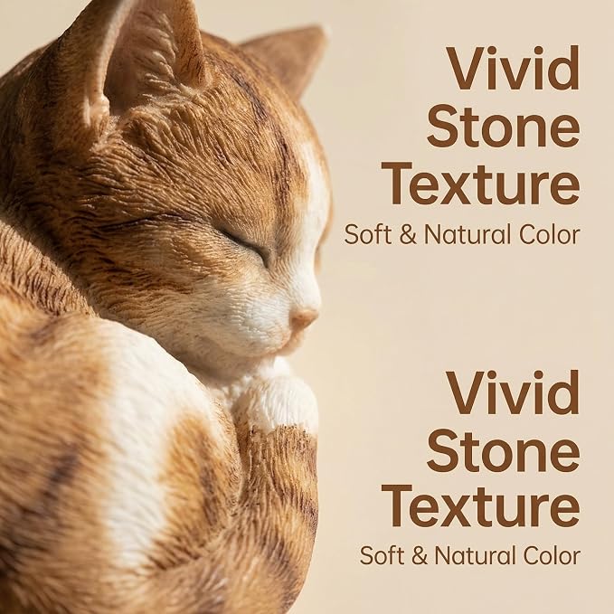 Garden Decor Cat Statue Outdoor Statue, Cat Figurines Garden Statues & Sculpture Decoration, Sleeping Cat Statue Decor for Patio, Porch and Lawn, Cat Gifts for Cat Lover and Women, Cat Memorial Stone