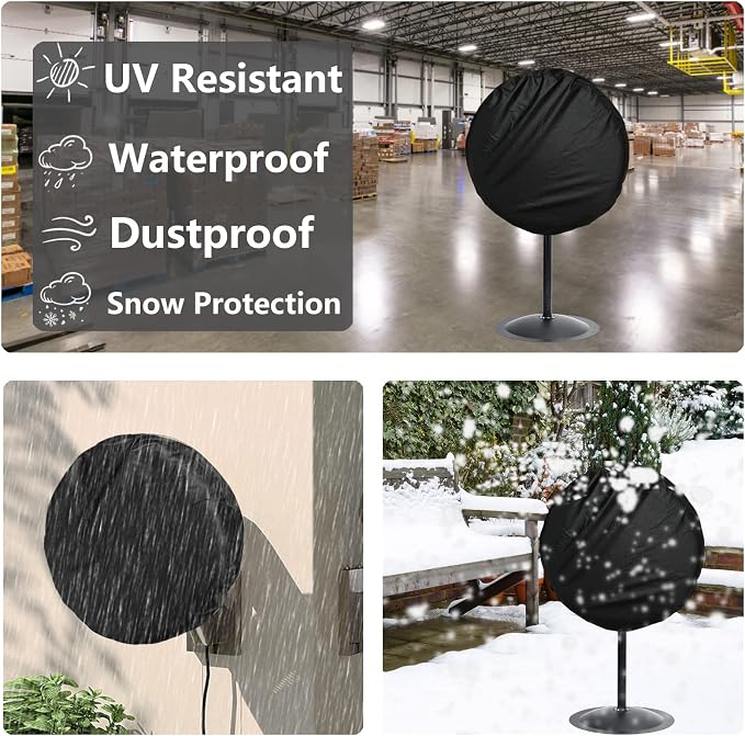 Bitubi Wall Mount Fan Cover,Waterproof Outdoor Fan Covers,Compatible for 30 Inch Industrial Fan and Pedestal Fan,Heavy Duty 600D oxford Dustproof Fan Cover (Black)