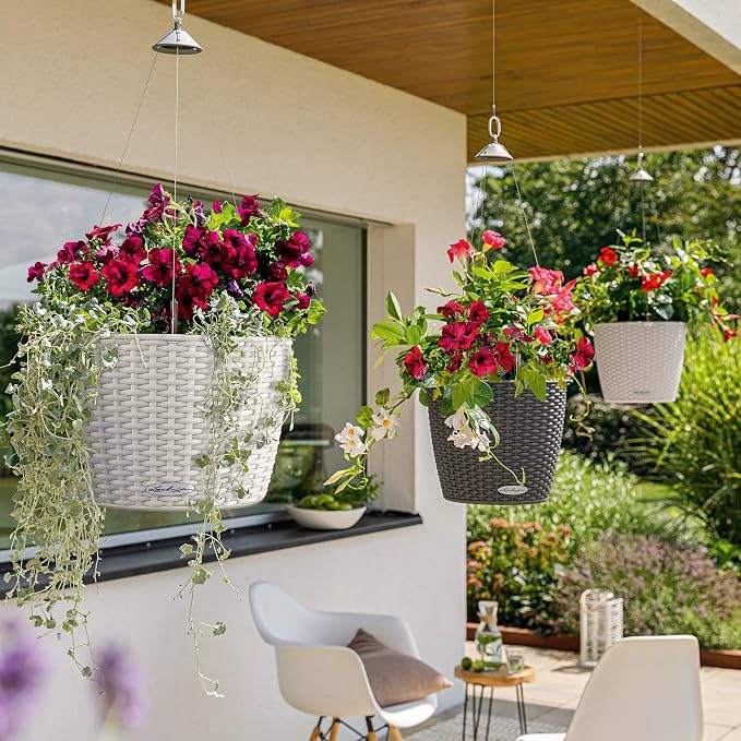 Lechuza Nido Cottage 28 White, Self-Watering Hanging Planter, D10.6 H9.1 in