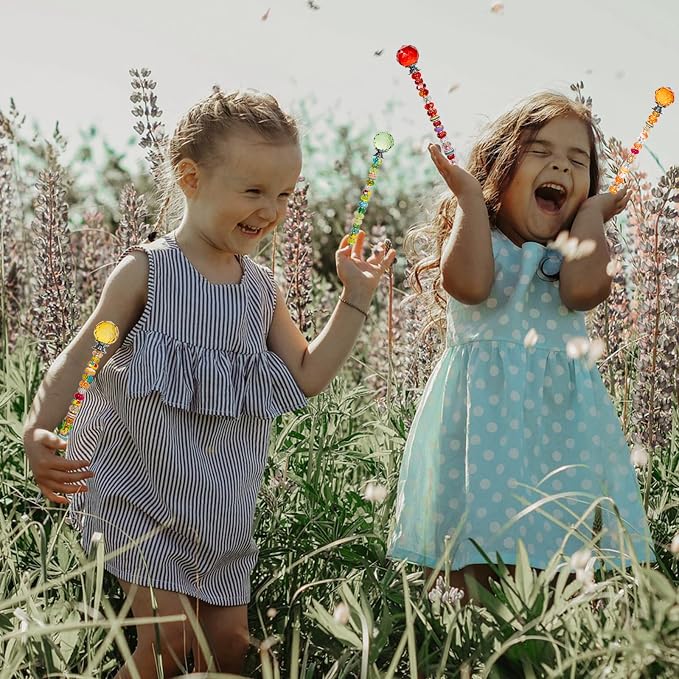230 Pcs DIY Beaded Garden Stakes Kit with Crystal Stoppers | Garden stakes kit with beads colorful crystal stoppers, DIY fairy wands, garden decor, outdoor crafts