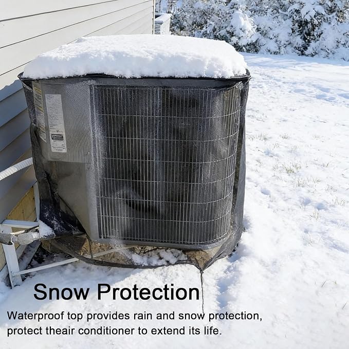 Air Conditioner Covers for Outside with 600D Detachable Breathable Waterproof Top, Winter AC Unit Covers Outdoor Against Cottonwood, Leaves, Snow (32"L x 32"W x 36"H)