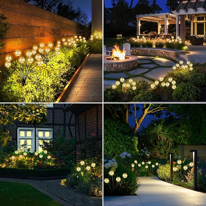 vignuto Solar Lights Outdoor Waterproof, 4 Packs, Solar Globe Lights, Garden Decor, Patio Decor, Unique Gifts for Women, Gifts for Grandma