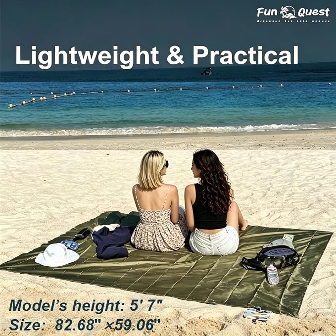 Picnic Blanket Waterproof – Packable Sand Proof Beach Blanket (0.42lb/0.66lb), Compact & Foldable, Fits in Pocket with Integrated Stakes, Ideal for Camping, Hiking, Travel, Concert, Festival