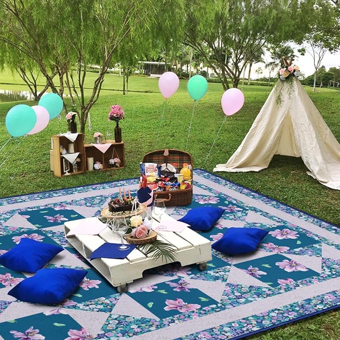 Supfitness Extra Large Picnic Blankets Waterproof Foldable (80 "x 80") Beach Blanket Waterproof Sandproof,3-Layer Thicking Mat Outdoor Packable Camping Blanket