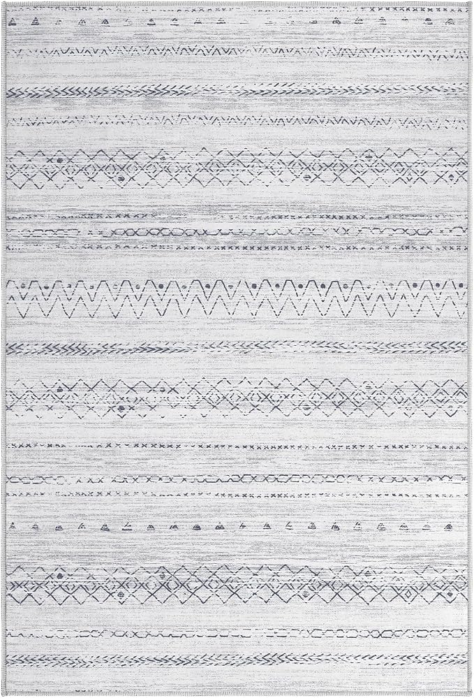 cotiled Washable 2x3 Entryway Rugs: Boho Moroccan Soft Small Rug | Solve Modern Neutral Trendy Home Decor - Stain Resistant for Bathroom Entryway Kitchen Laundry Grey