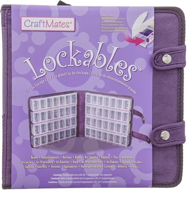 Craft Mates Double-Sided Case, 8 Organizers, Locking Compartments, Clear | Clear Plastic Storage for Buttons, Pins, Jewelry, Diamond Art & Craft Supplies, Large Portable Organizer for Crafters
