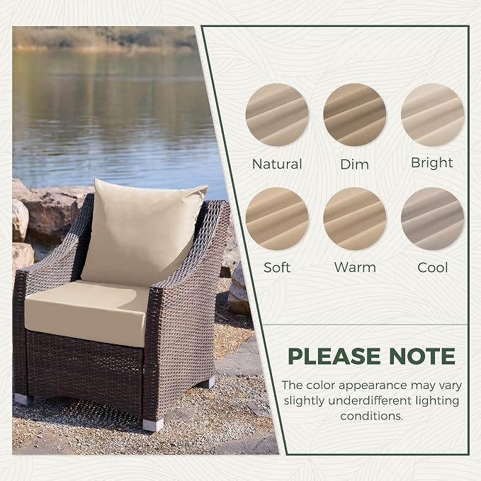 Outdoor Cushions for Patio Furniture, Outdoor Seat Cushion Set 24 x 24 x 5.75 in, Waterproof & Fade Resistant Outdoor Chair Cushions, Patio Chair Cushion with Removable Cover, Set of 4, Beige