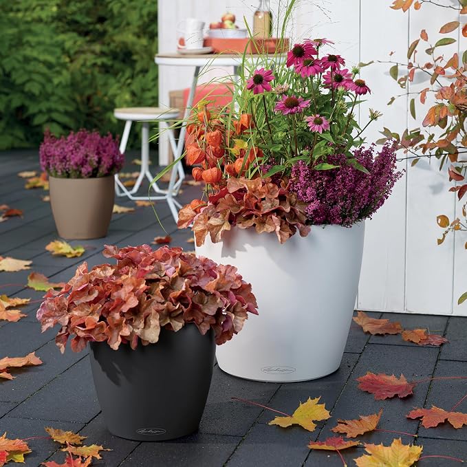 LECHUZA Classico Color 35 Slate, Self-Watering Round Planter, D13.8 H11.8 in, Slate Matt