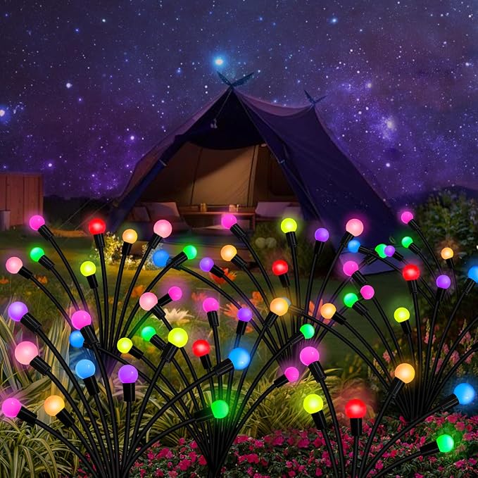 Kohlrabi Solar Garden Lights Outdoor, 10 Pack 80 LED Solar Firefly Lights Waterproof, Sway by Wind, Swaying Light for Yard Patio Backyard Garden Planter Flower Bed Pathway Decoration
