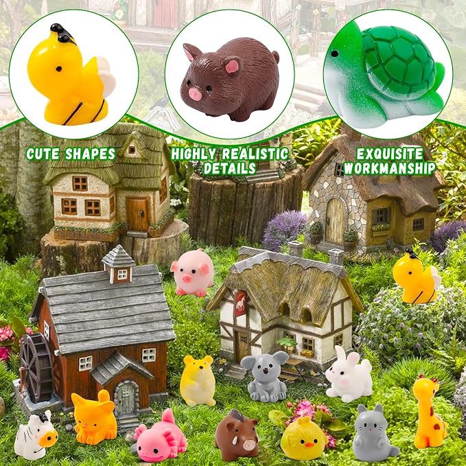 ywevyezc 42 Pcs Mini Resin Animals 42 Styles Resin Animals Figurines Bulk for Micro Fairy Party Favors Garden Hide Accessories Dollhouse Crafts Decor