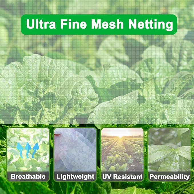 2PCS Large Fruit Tree Netting with Drawstring and Zipper, 10 x 10FT Blueberry Bush Netting Cover, Garden Bird Netting Plant Cover for Protect Plant Fruit Flower from Birds, Bugs, Cicadas, Insects