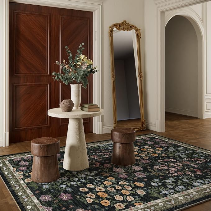 Machine Washable Living Room Rug: 5x7 Area Rugs for Bedroom Non Slip Low Pile Soft Stain Resistant Lightweight Carpet Rugs for Living Room Entryway Kitchen Dining Room Farmhouse Kids Room Nursery