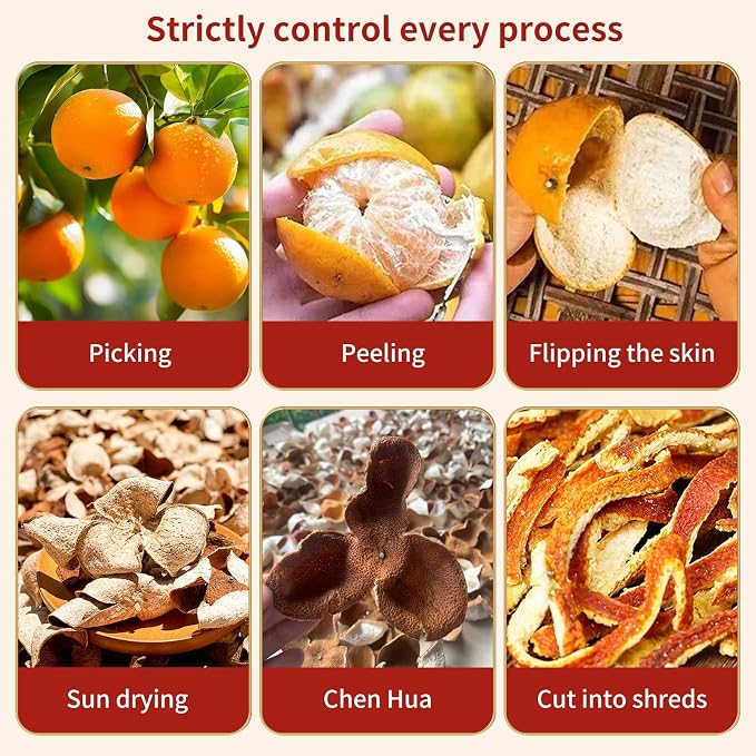 Baihuatang Natural Dried Tangerine Peel for Tea 4.58oz/130g Orange Peel Strips Mandarin Pure Citrus Peel Strips Natural Mandarine Scent Suitable for Cooking & Tea 橘皮 陈皮丝