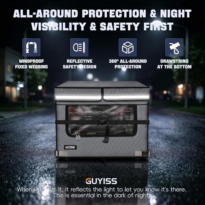 Generator Covers While Running. 32x24x24 Inch Generator Cover, 900D+210D Heavy Duty Waterproof, PVC Transparent Visual Operation Window, Top Can Be Opened for Refueling. Gray