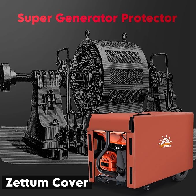 Zettum Generator Cover 24 Inch - 600D Outdoor Generator Cover Heavy Duty Waterproof, Small Equipment Cover Outside for DuroMax, Westinghouse, Champion, Predator, Honda Portable Generator 2000-5000W