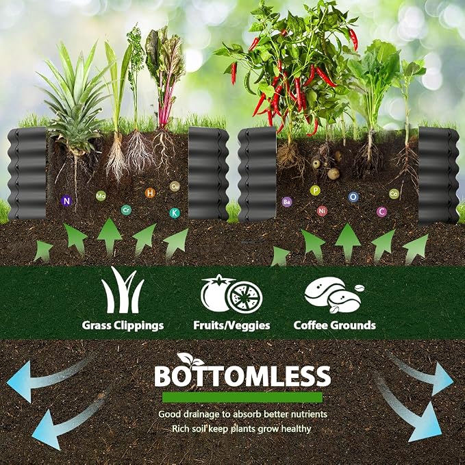 A ANLEOLIFE 2-Pack 4ft x 18” Tall Galvanized Raised Garden Beds Outdoor, Round Metal Planter Box for Planting Vegetables Flowers Herb, Anti-Rust & Easy-Setup, Quartz Grey