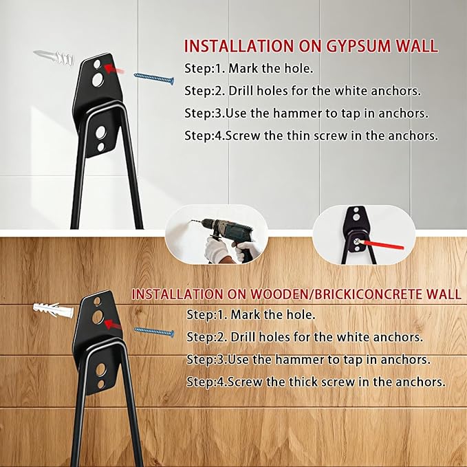 6 Pack Garage Hooks Heavy Duty with Anti-Slip Coating, Steel Utility Wave Hooks for Hanging Ropes, Bikes, Garden Tools, Hoses and More (Black)
