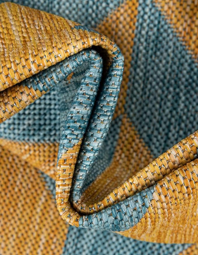 Unique Loom Jill Zarin Unique Loom Outdoor Collection Area Rug - Napa (7' 10'' x 10' Rectangle, Yellow and Aqua/Yellow)