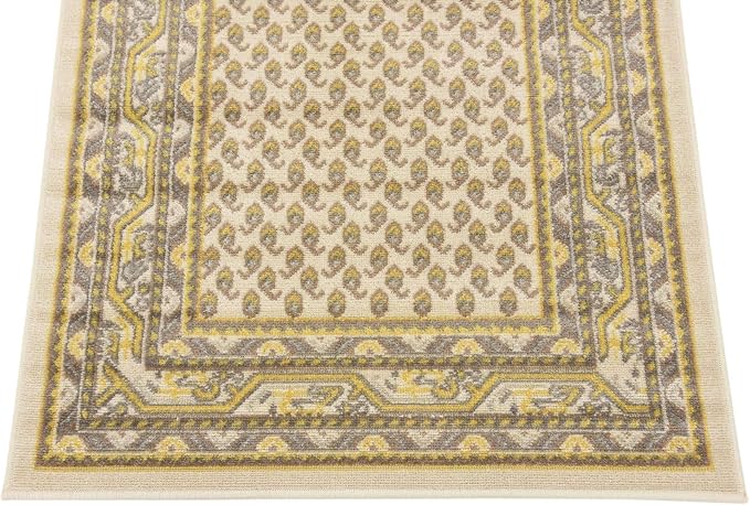 Unique Loom Williamsburg Collection Traditional Border with Dotted Center Area Rug, Runner 2' 9" x 9' 10", Beige/Yellow